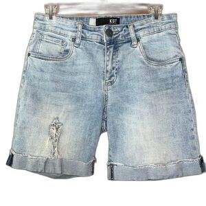 Kut From The Kloth Size 4 Catherine Boyfriend Denim Shorts Mid Rise Cuffs